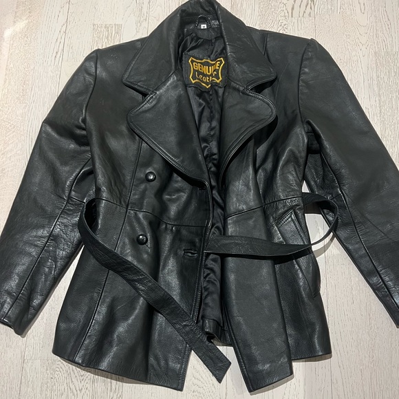 VINTAGE Real Leather Trench Coat - Picture 2 of 5